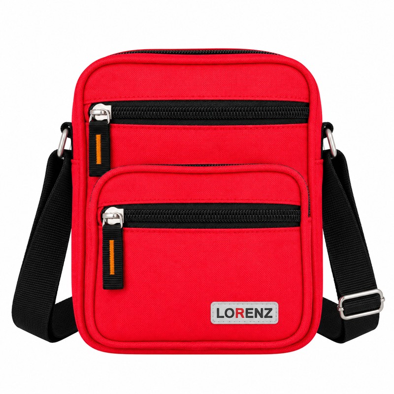 (image for) 2570 Red Small Unisex Polyester Bag With 5 Zips (New)